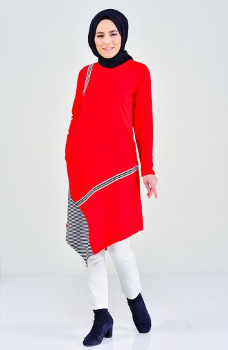 Combed Asymmetric Tunic 99168-04 Red 99168-04