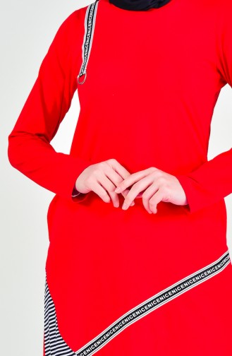 Combed Asymmetric Tunic 99168-04 Red 99168-04
