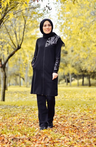 Sefamerve Sequined Tracksuit 1403-01 Black 1403-01