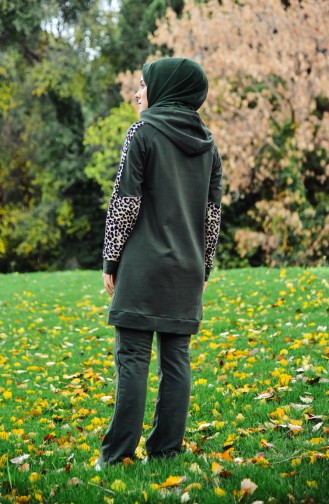 Sefamerve Leopard Patterned Tracksuit Suit 1404-04 Khaki 1404-04