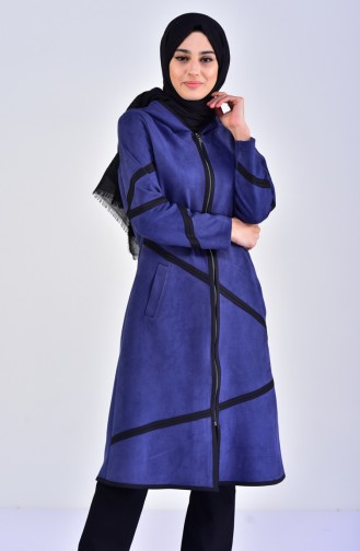 Hooded Suede Cape 5099-01 Navy Blue 5099-01