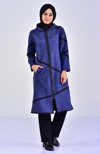 Hooded Suede Cape 5099-01 Navy Blue 5099-01
