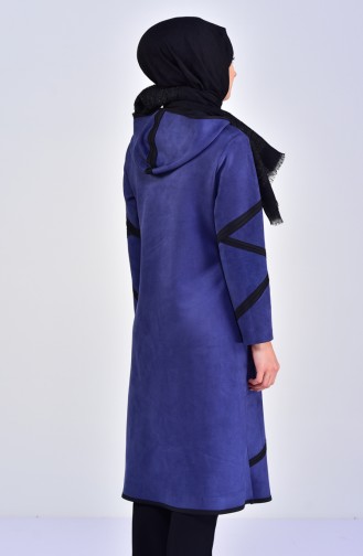 Hooded Suede Cape 5099-01 Navy Blue 5099-01