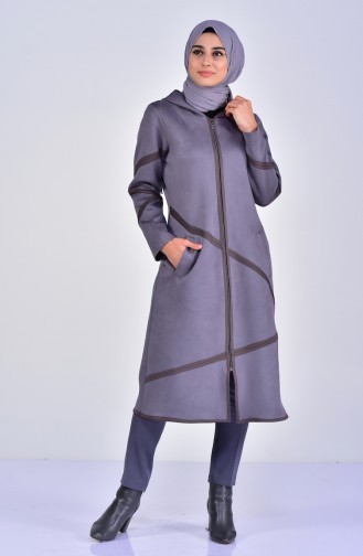 Hooded Suede Cape 5099-06 Gray 5099-06