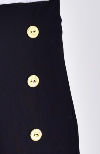 Button Detailed Wide Leg Pants 1512-03 Black 1512-03