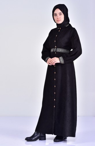 Winter Kleid mit Gürtel 2030-01 Schwarz 2030-01