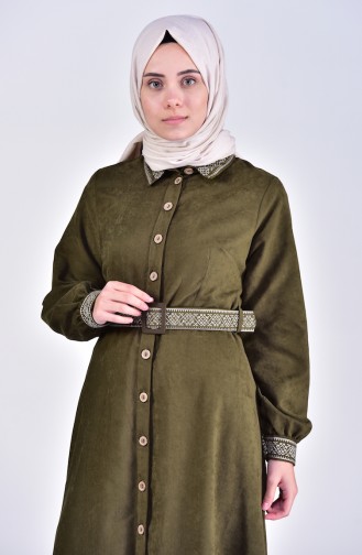Belted Winter Dress 2030-04 Khaki 2030-04