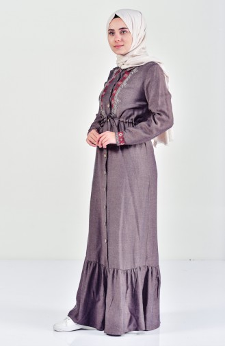 Brown Hijab Dress 2038-01