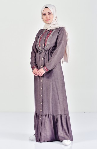 Braun Hijab Kleider 2038-01