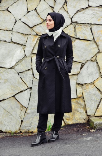 Trench Coat a Boutons 0203-01 Noir 0203-01