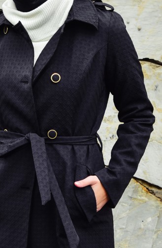 Trench Coat a Boutons 0203-01 Noir 0203-01