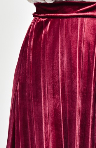 Velvet Pleated Skirt 5203-03 Claret Red 5203-03