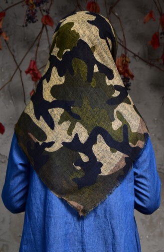Camouflage Patterned Scarf 2120-12 Khaki Coffee 2120-12