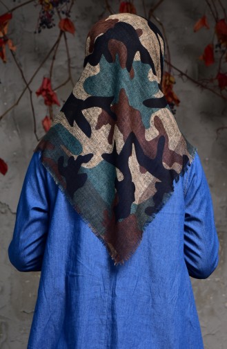 Camouflage Patterned Scarf 2120-13 Green 2120-13