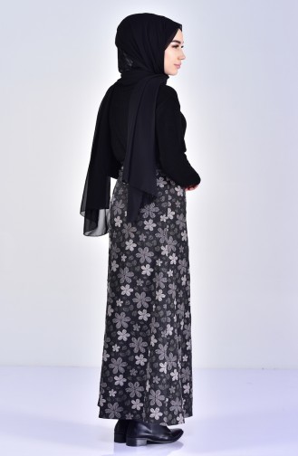 Floral Pattern Skirt 7226-01 Black 7226-01