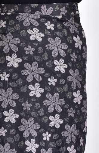 Floral Pattern Skirt 7226-01 Black 7226-01