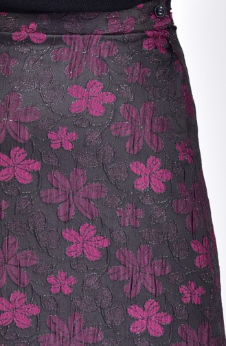 Floral Pattern Skirt 7226-02 Fuchsia 7226-02