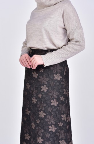 Floral Pattern Skirt 7226-03 Brown 7226-03