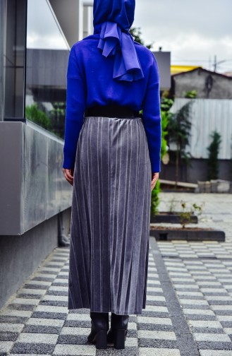 Velvet Pleated Skirt 5203-02 Gray 5203-02