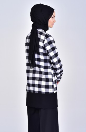 Kariertes gemustertes Hemd 1001-02 Schwarz Weiss 1001-02