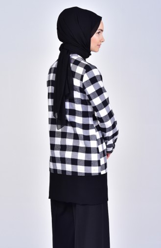 Plaid Patterned Shirt 1001-02 Black White 1001-02