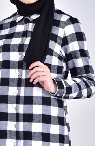 Plaid Patterned Shirt 1001-02 Black White 1001-02