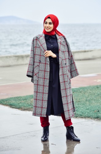 Belted Cachet Coat 5111A-01 Black Red 5111A-01
