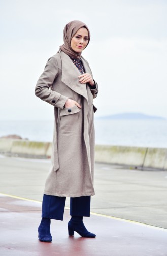 Buttoned Belted Coat 4420-08 Mink 4420-08