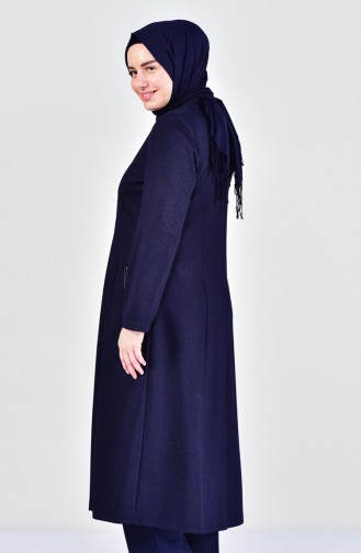 Large Size Pocketed Cape 1087-01 Navy Blue 1087-01