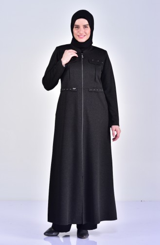 Large Size Pocket Detailed Overcoat 1070-02 Khaki 1070-02