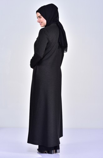 Grosse Grösse Hijab Kleid mit Tasche 1070-02 Khaki 1070-02