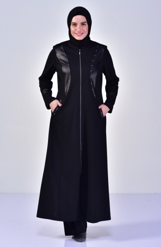Large Size Zippered Overcoat 1080-01 Black 1080-01