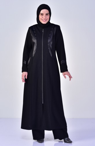 Large Size Zippered Overcoat 1080-01 Black 1080-01