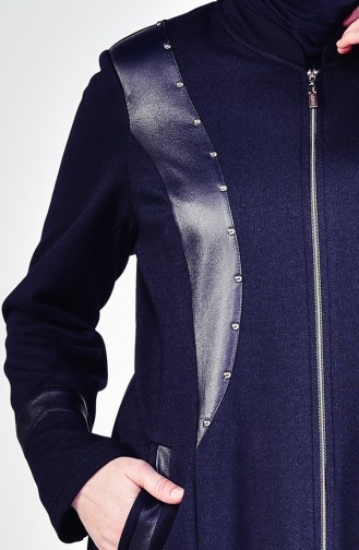 Large Size Zippered Overcoat  1080-04 Navy Blue 1080-04