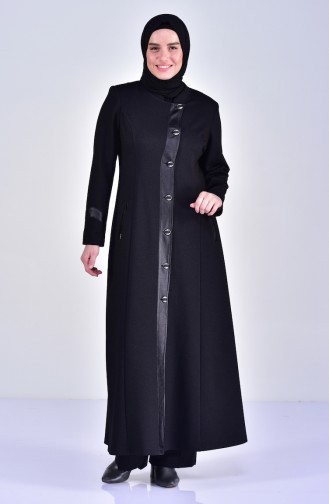 Large Size Buttoned Overcoat 1082-01 Black 1082-01