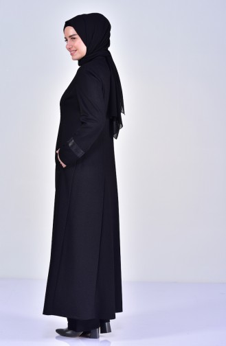 Grosse Grösse Hijab Mantel mit Knopf 1082-01 Schwarz 1082-01