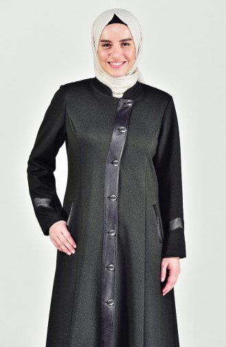 Grosse Grösse Hijab Mantel mit Knopf 1082-03 Khaki 1082-03
