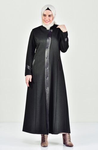 Grosse Grösse Hijab Mantel mit Knopf 1082-03 Khaki 1082-03