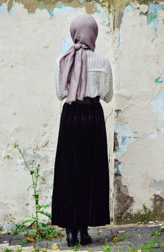 Velvet Pleated Skirt 5203-01 Black 5203-01