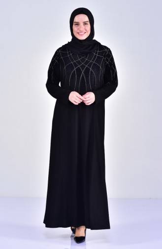 Schwarz Hijab Kleider 4833-03