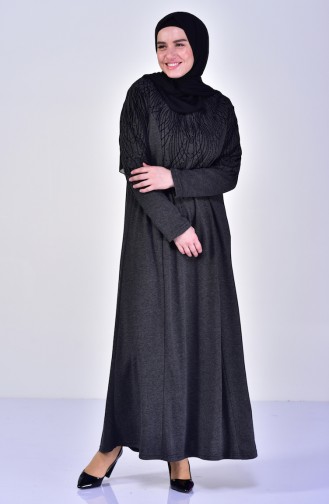 Robe Imprimée de Pierre Grande Taille 4851-01 Noir 4851-01