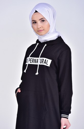 Schwarz Hijab Kleider 3969-01