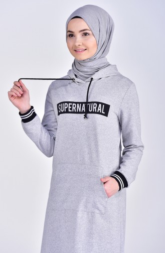 Grau Hijab Kleider 3969-02