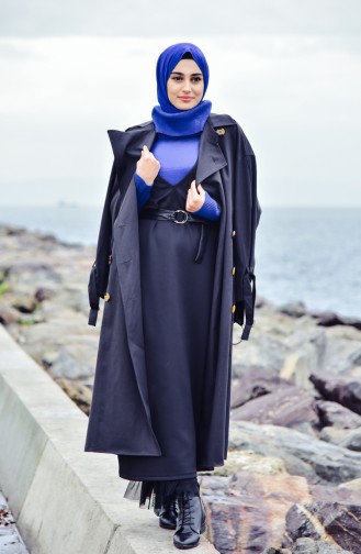 Trench Coat Manches Chauve Souris 90002-11 Noir 90002-11