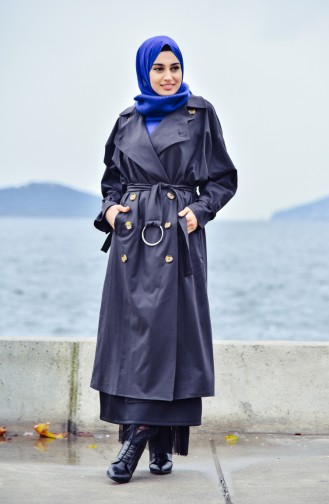 Trench Coat Manches Chauve Souris 90002-11 Noir 90002-11