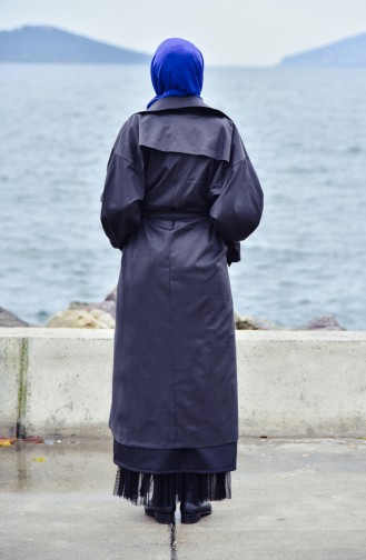 Trench Coat Manches Chauve Souris 90002-11 Noir 90002-11