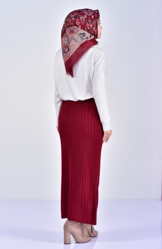 Ribbed Pencil Skirt 31881-07 Claret Red 31881-07