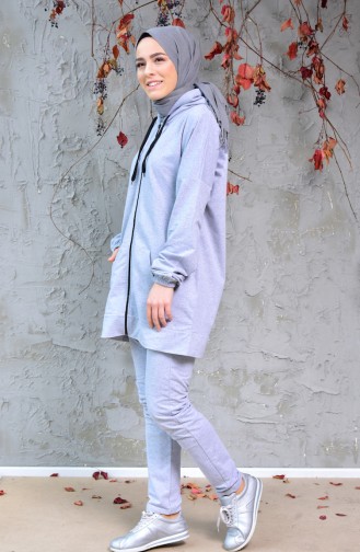 Zippered Tracksuit Suit 18108-03 Gray 18108-03