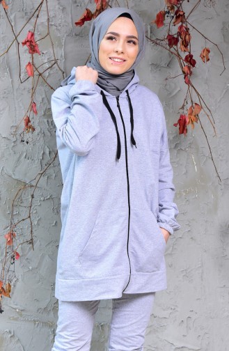 Zippered Tracksuit Suit 18108-03 Gray 18108-03