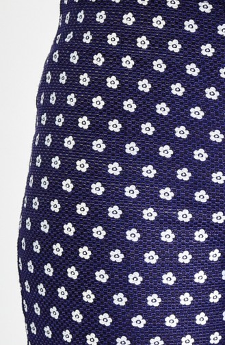 Flowered Trousers 7224-02 Navy Blue 7224-02